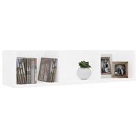 Cd-wandschap 75x18x18 cm bewerkt hout wit - thumbnail
