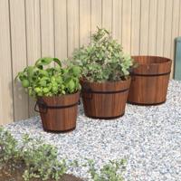 Plantenbakset houten emmer 3-delig massief vurenhout - thumbnail