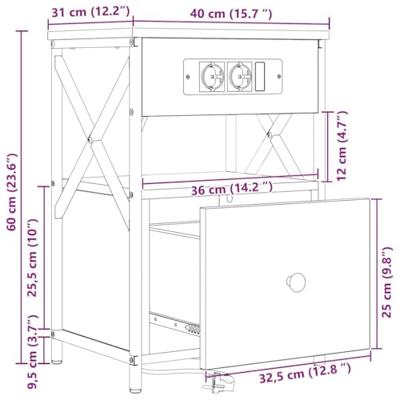 Nachtkastje 2 pcs Grijs sonoma 40 x 31 x 60 cm Bewerkt hout