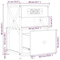 Nachtkastje 2 pcs Grijs sonoma 40 x 31 x 60 cm Bewerkt hout - thumbnail