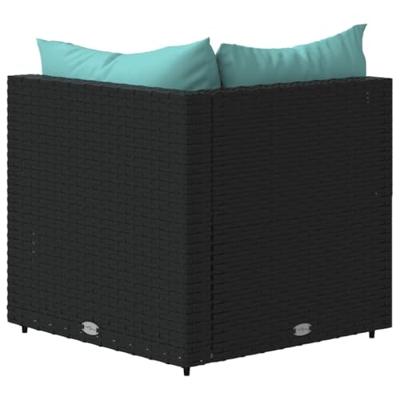 Tuinhoekbanken met kussens 2 st poly rattan zwart - thumbnail