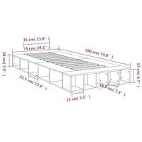 Bedframe bewerkt hout betongrijs 75x190 cm - thumbnail