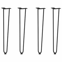 Haarspeld tafelpoten 4 st 72 cm massief staal zwart - thumbnail