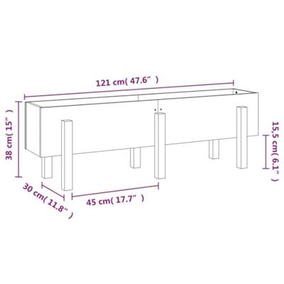 VidaXL Plantenbak verhoogd 121x30x38 cm massief grenenhout wit