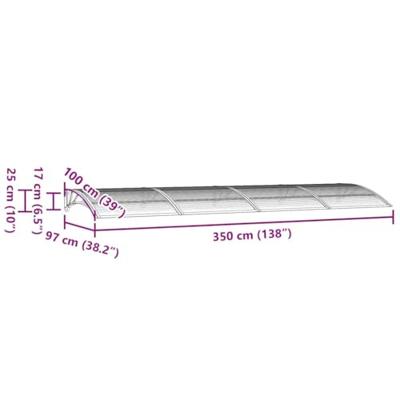 Deurluifel 350x100 cm polycarbonaat grijs - thumbnail