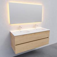 Badkamermeubel BWS Helsinki 120x46cm Keramiek Dubbel Wood Washed Oak 2 Laden (2 kraangaten) - thumbnail