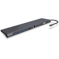 ICY BOX IB-DK2102-C Bedraad USB 3.2 Gen 1 (3.1 Gen 1) Type-C Antraciet, Zwart - thumbnail
