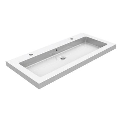 Wiesbaden Kera wastafel enkel met 2 kraangaten 100x46x5 cm keramiek glans wit