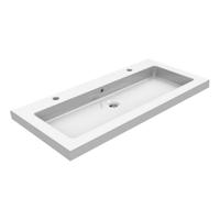 Wiesbaden Kera wastafel enkel met 2 kraangaten 100x46x5 cm keramiek glans wit - thumbnail