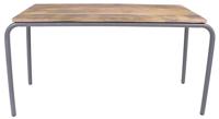 Tafel hout-metaal, grijs. - thumbnail