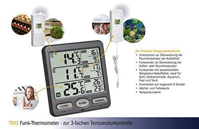 TFA Dostmann TRIO 30.3062.10 Draadloze thermometer Antraciet TFA Dostmann TRIO 30.3062.10 Draadloze thermometer Antraciet