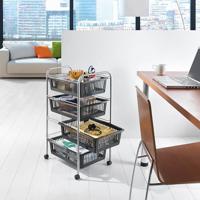 Metaltex Superjumbo Opbergkar 4 Manden 46x35x78 cm Zilver/Zwart - thumbnail