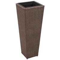 VidaXL Plantenbakken verhoogd 3 st poly rattan bruin - thumbnail