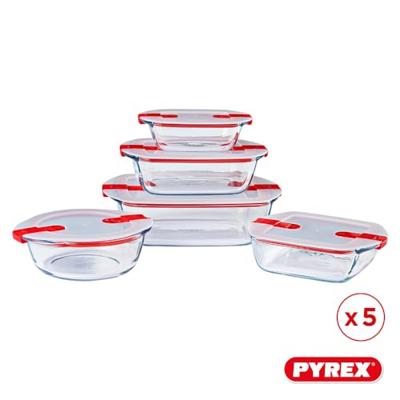 Set van stapelbare en luchtdichte voedselcontainers Pyrex Cook & Heat Rood Rechthoekig 5 Onderdelen