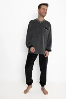 Outfitter velours heren pyjama - Anchor - Warme winter pyjama - S - Antracite - S - S - S - S - S - S - S - S - S - S - S - S - thumbnail