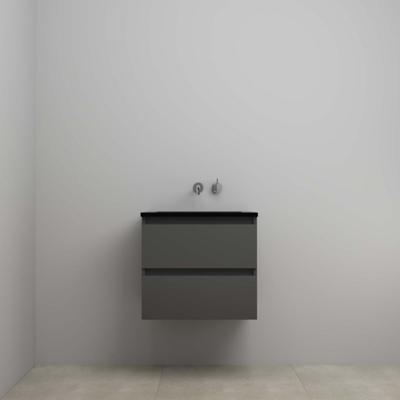 On-Line Onderkast - 60 cm - Voorgemonteerd - Ladestructuur - Acryl Wastafel - zonder Kraangat - Mat Antraciet