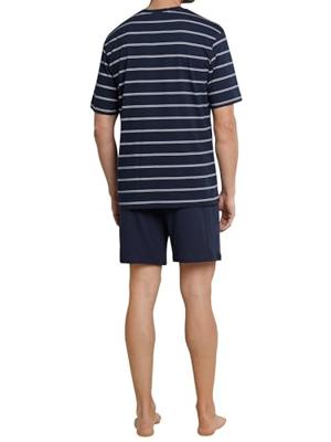 Blauw gestreepte heren shortama Schiesser