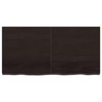 Wastafelblad 120x60x(2-6) cm behandeld massief hout donkerbruin - thumbnail