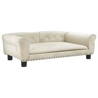 VidaXL Hondenmand 95x55x30 cm fluweel crèmekleurig - thumbnail