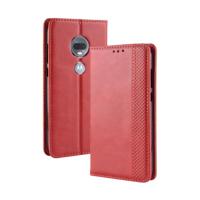 Magnetische Buckle retro textuur horizontale Flip lederen case voor Motorola Moto G7 met houder & kaartsleuven & portemonnee (rood) - thumbnail