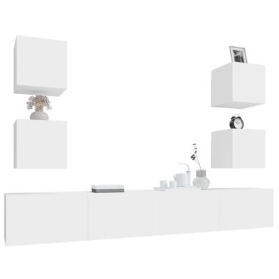 6-delige Tv-meubelset bewerkt hout wit - thumbnail