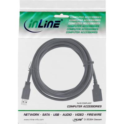 InLine 35620 USB 3.0 kabelverlenging, A stekker/bus, zwart, 2 m