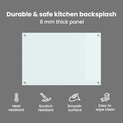 VidaXL Keuken achterwand wit 90 x 60 cm gehard glas VidaXL Keuken achterwand wit 90 x 60 cm gehard glas