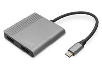 DIGITUS USB-C grafische adapter - USB-C naar 2x HDMI - UltraHD 4K/60Hz - SST/MST-ondersteuning - 18 cm kabellengte - Plug & Play - Grijs - thumbnail