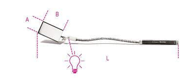 Beta Inspectiespiegel, flexibel met licht kunststof handgreep, verchroomd 1715FL/B - 017150115