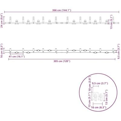 VidaXL Doos met onderdelen voor schuifdeur 366 cm staal zwart VidaXL Doos met onderdelen voor schuifdeur 366 cm staal zwart
