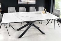 Uitschuifbare eettafel ALPINE 160-200cm wit keramiek marmer zwart metalen frame - 43844 - thumbnail