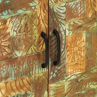 Dressoir handgesneden 55x30x75 cm massief gerecycled hout - thumbnail