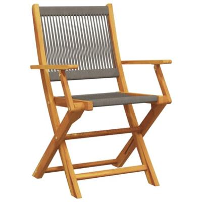 Tuinstoelen 2 st massief acaciahout en polypropeen grijs - thumbnail