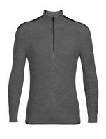 Icebreaker Lodge LS Half Zip Trui Heren Gritstone Heather/Black M - thumbnail