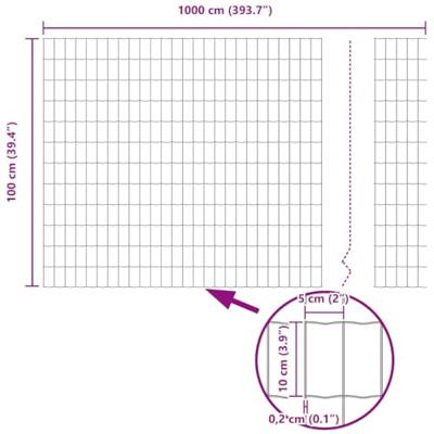 VidaXL Euro hek grijs 1 x 10 m pvc-gecoat ijzer