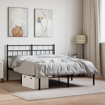 Bedframe met hoofdbord metaal zwart 160x200 cm