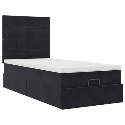 Ottoman bed met matrassen 80x200cm fluweel zwart
