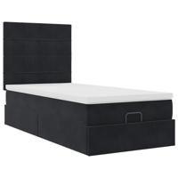Ottoman bed met matrassen 80x200cm fluweel zwart - thumbnail