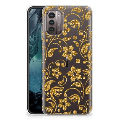 Nokia G21 | G11 | TPU Case | Gouden Bloemen Nokia G21 | G11 | TPU Case | Gouden Bloemen