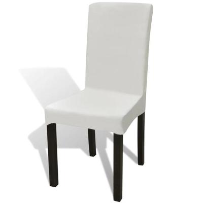 VidaXL 6 st stoelhoezen recht stretch crèmekleurig VidaXL 6 st stoelhoezen recht stretch crèmekleurig
