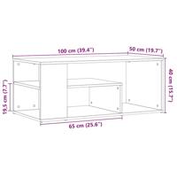 Salontafel 100x50x40 cm bewerkt hout oud houtkleurig - thumbnail