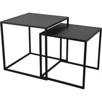 Trion Yude Bijzettafel Set van 2 - Vierkant Zwart Metaal - thumbnail