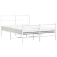 Bedframe met hoofd- en voeteneinde metaal wit 135x190 cm - thumbnail