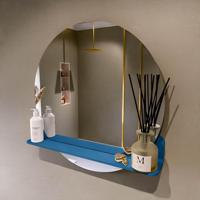 MONDIAZ SPOT spiegel rond 70cm met Spiegelplanchet kleur Jeans. - thumbnail