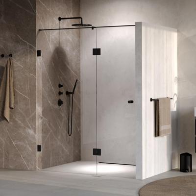 Brauer Void - Carving Nisdeur - 2-Delig - Helder Glas - 160 x 200 cm - Omkeerbaar - met Draaideur 70 cm - Aan Glas - incl. Glascoating - Mat Zwart