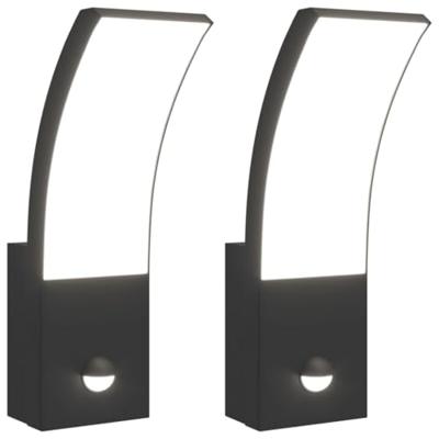 VidaXL Buitenwandlampen 2 st led met sensors gegoten aluminium zwart