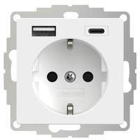 2USB 2U-449528 Geaard stopcontact Met USB-laaduitgang, Aanraakbeveiliging, VDE IP20 Sneewwit (zijdemat) - thumbnail