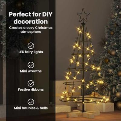 Kerst Cone Boom met standaard Zwart 90 cm Staal Kerst Cone Boom met standaard Zwart 90 cm Staal