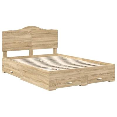 Bedframe met hoofdeinde Sonoma Eiken 140 x 200 cm Bewerkt hout
