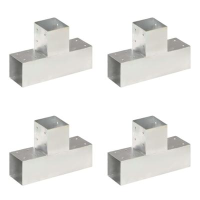 Paalverbindingen 4 st T-vorm 91x91 mm gegalvaniseerd metaal Paalverbindingen 4 st T-vorm 91x91 mm gegalvaniseerd metaal
